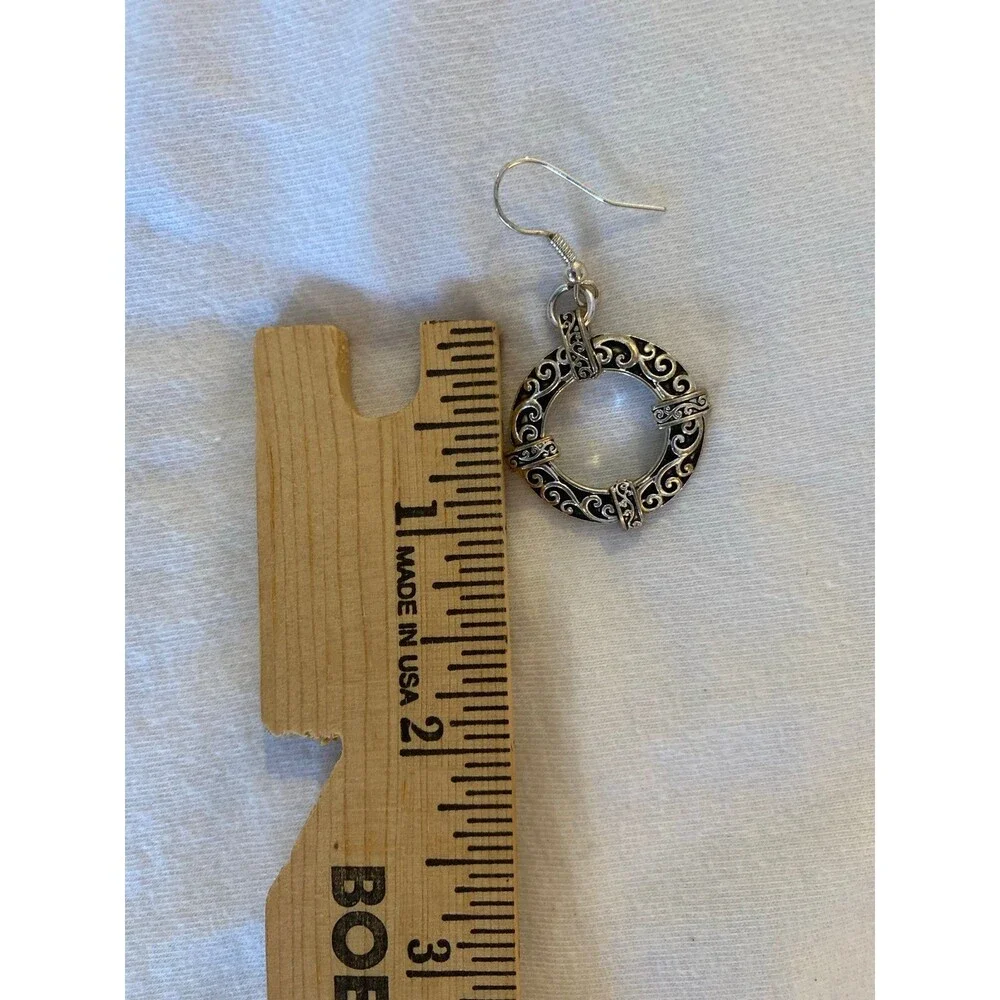 Earrings Dangly Round Hoop Vintage Silver Look  Boho Lightweight‎ Trendy Casual